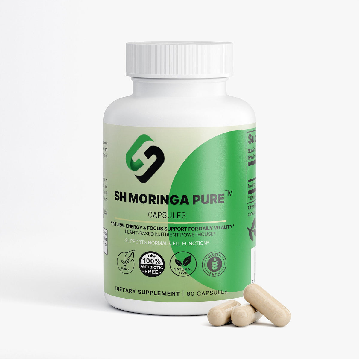 SH Moringa Pure | Plant - Based Energy & Immune Support Superfood Capsules - Stelimasa Health